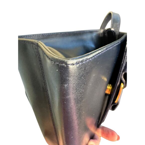 Salvatore Ferragamo Vintage Top Handle Bag in Navy Blue w/Gold Hardware - Picture 6 of 16